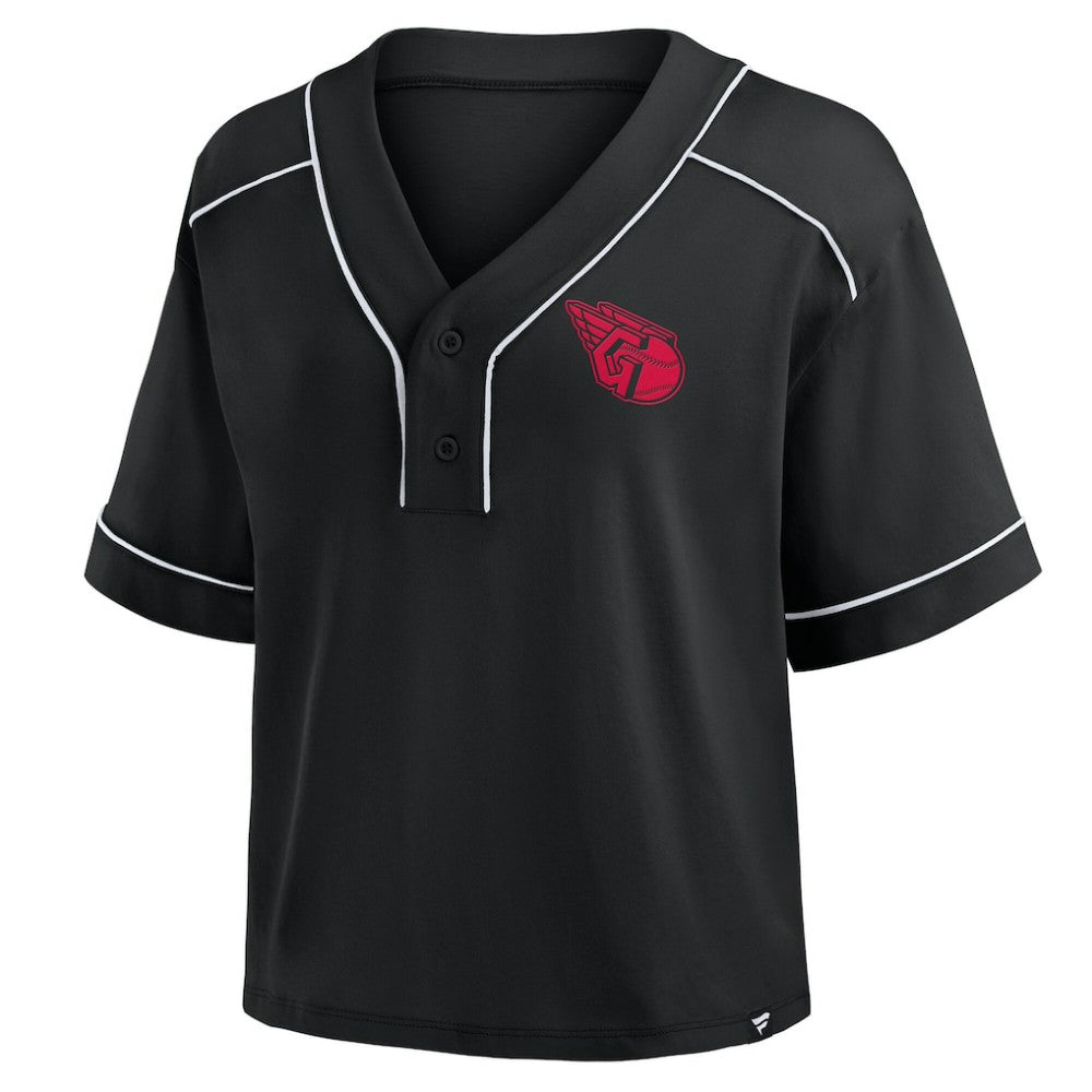 Cleveland Guardians Fanatics Women's Oversized Champ Game Cropped  V-Neck T-Shirt | MLB Online