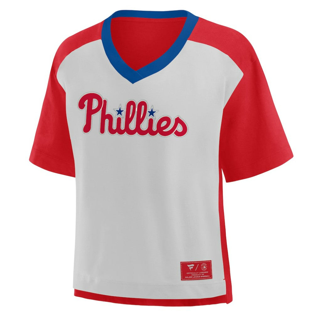 Philadelphia Phillies Fanatics Oversized Race To Win V-Neck T-Shirt | MLB Shop
