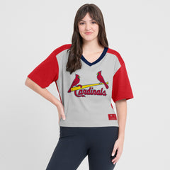 St. Louis Cardinals Fanatics Oversized Race To Win V-Neck T-Shirt | MLB Outlet