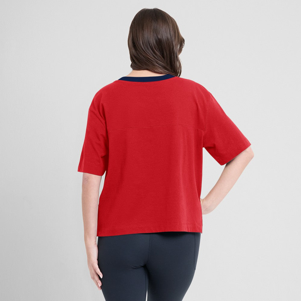 St. Louis Cardinals Fanatics Oversized Race To Win V-Neck T-Shirt | MLB Outlet