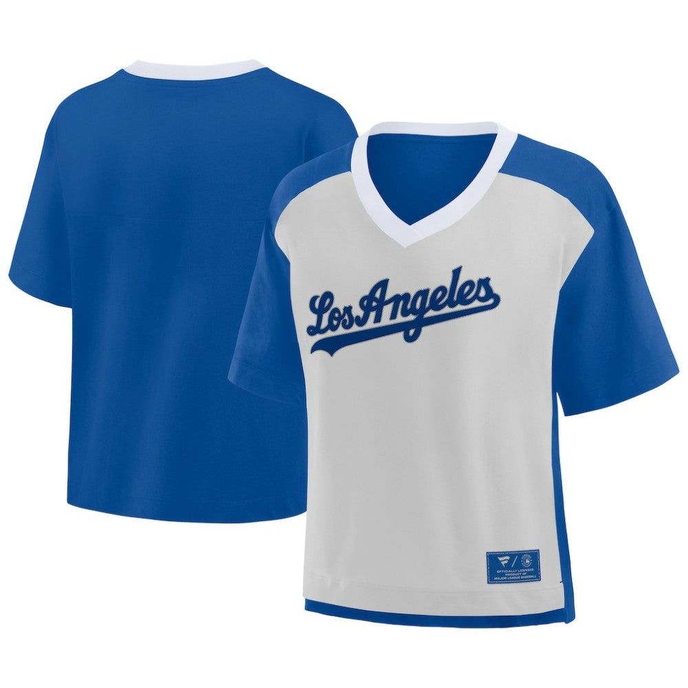 Los Angeles Dodgers Fanatics Oversized Race To Win V-Neck T-Shirt | MLB US
