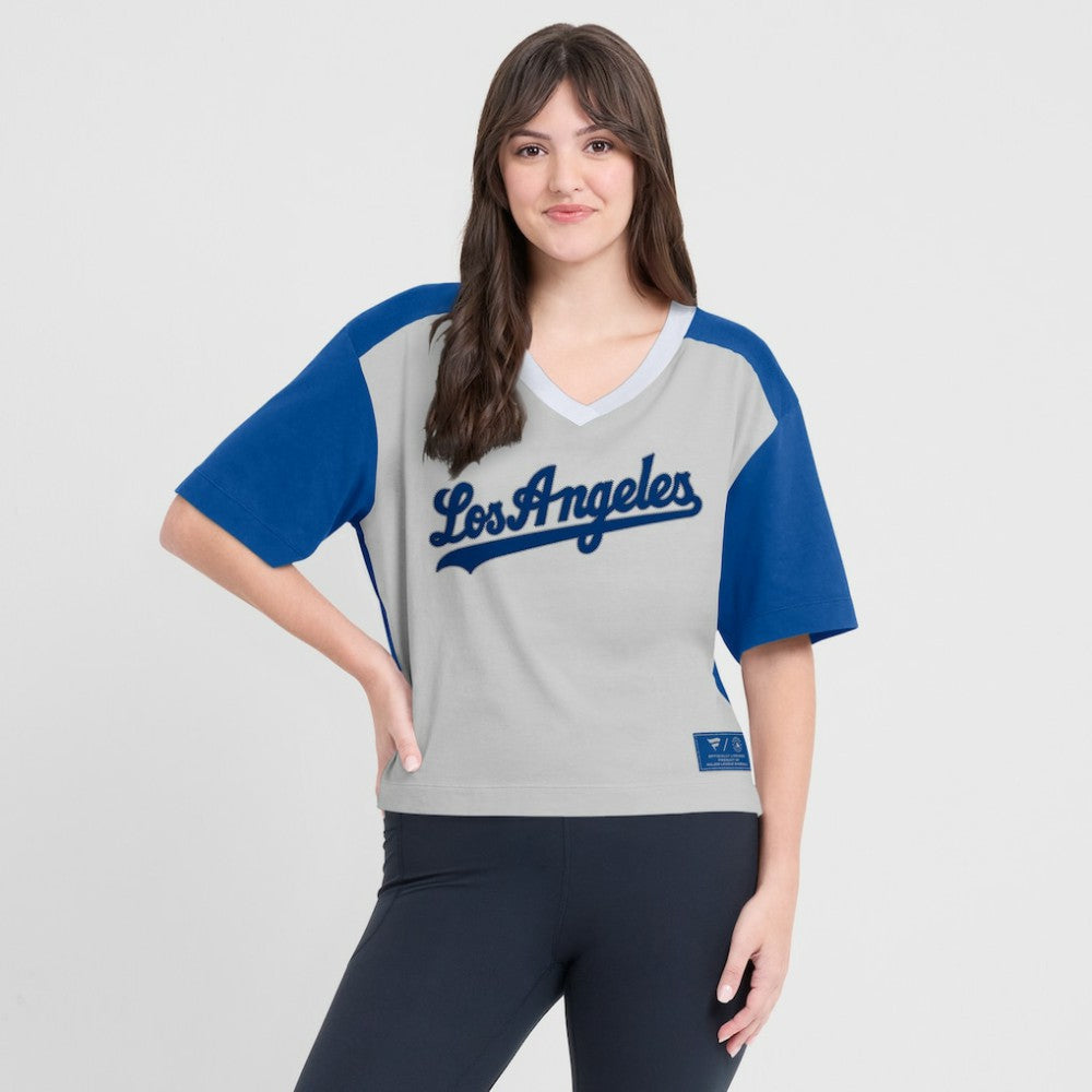 Los Angeles Dodgers Fanatics Oversized Race To Win V-Neck T-Shirt | MLB US