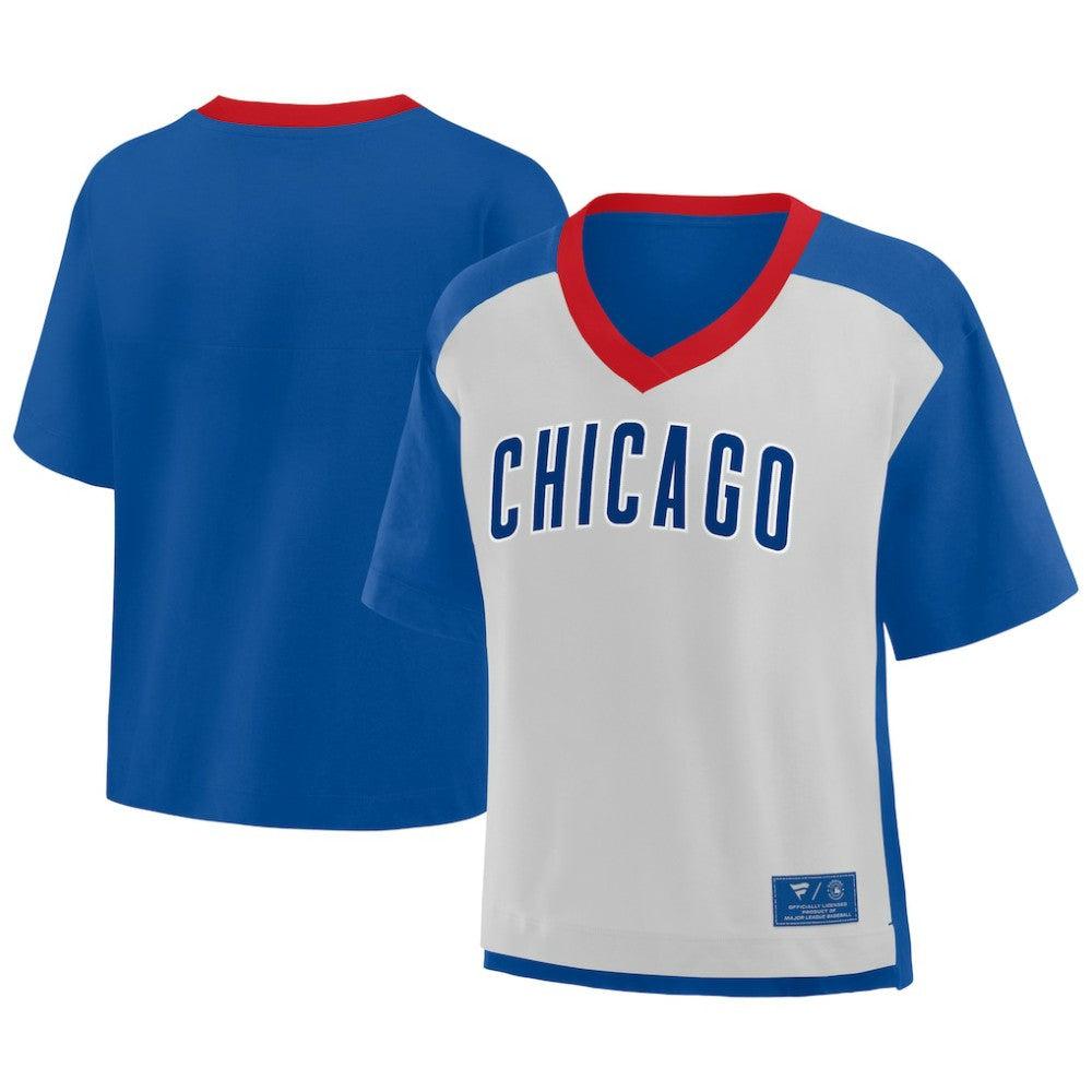 Chicago Cubs Fanatics Oversized Race To Win V-Neck T-Shirt | MLB Online