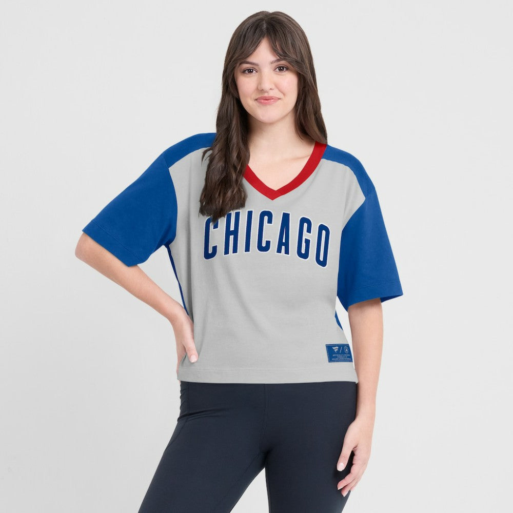 Chicago Cubs Fanatics Oversized Race To Win V-Neck T-Shirt | MLB Online