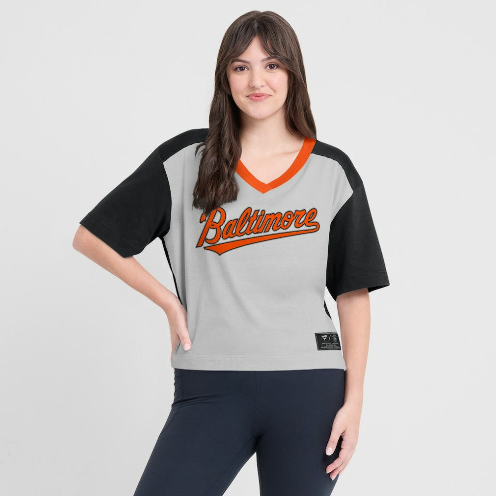 Baltimore Orioles Fanatics Oversized Race To Win V-Neck T-Shirt | MLB Online