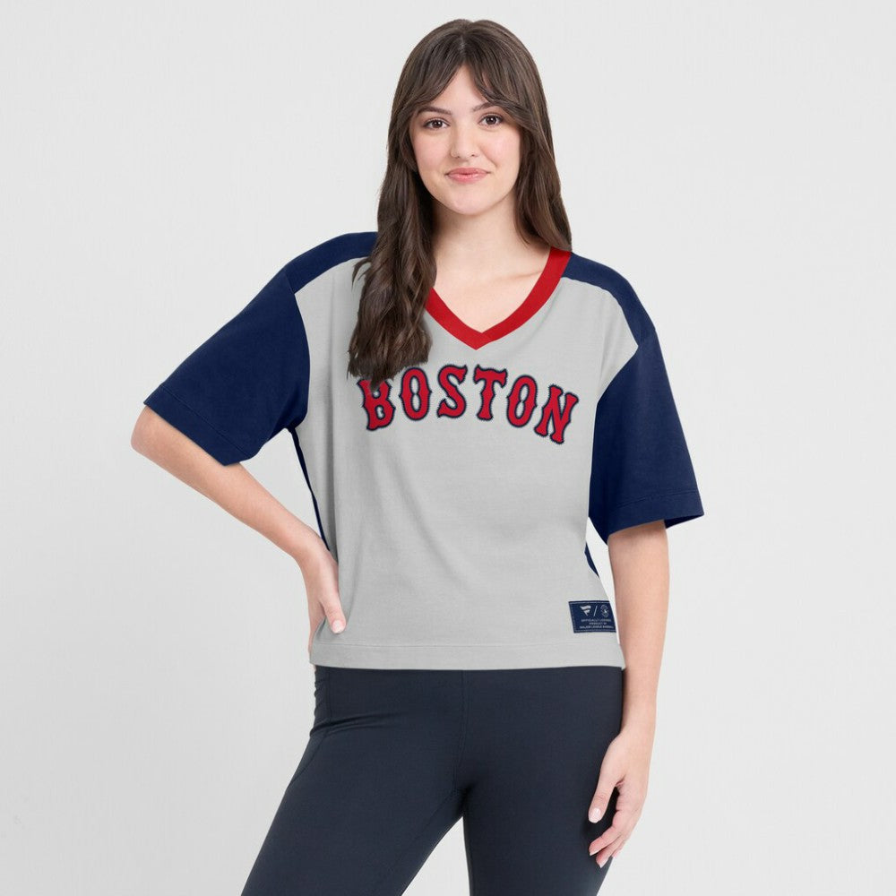 Boston Red Sox Fanatics Oversized Race To Win V-Neck T-Shirt | MLB Near me