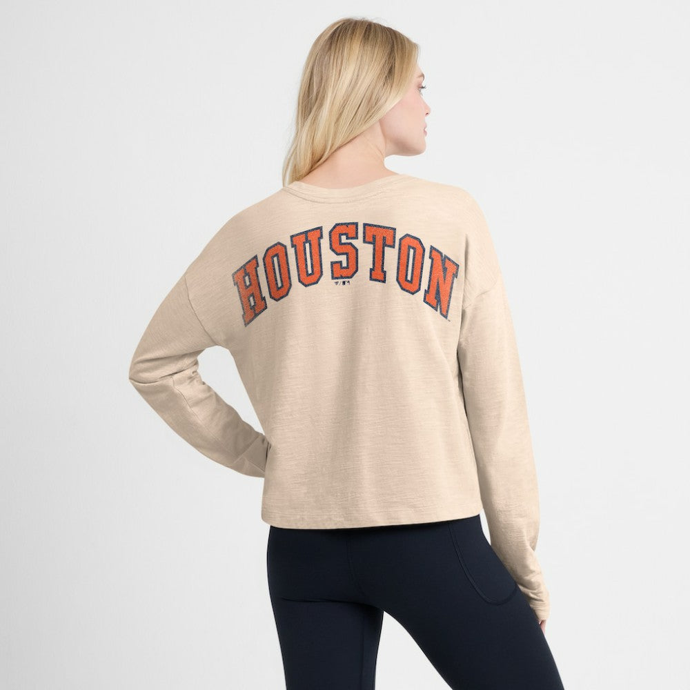 Houston Astros Fanatics Women's Oversized Stadium Slub Long Sleeve Henley T-Shirt | MLB Shop