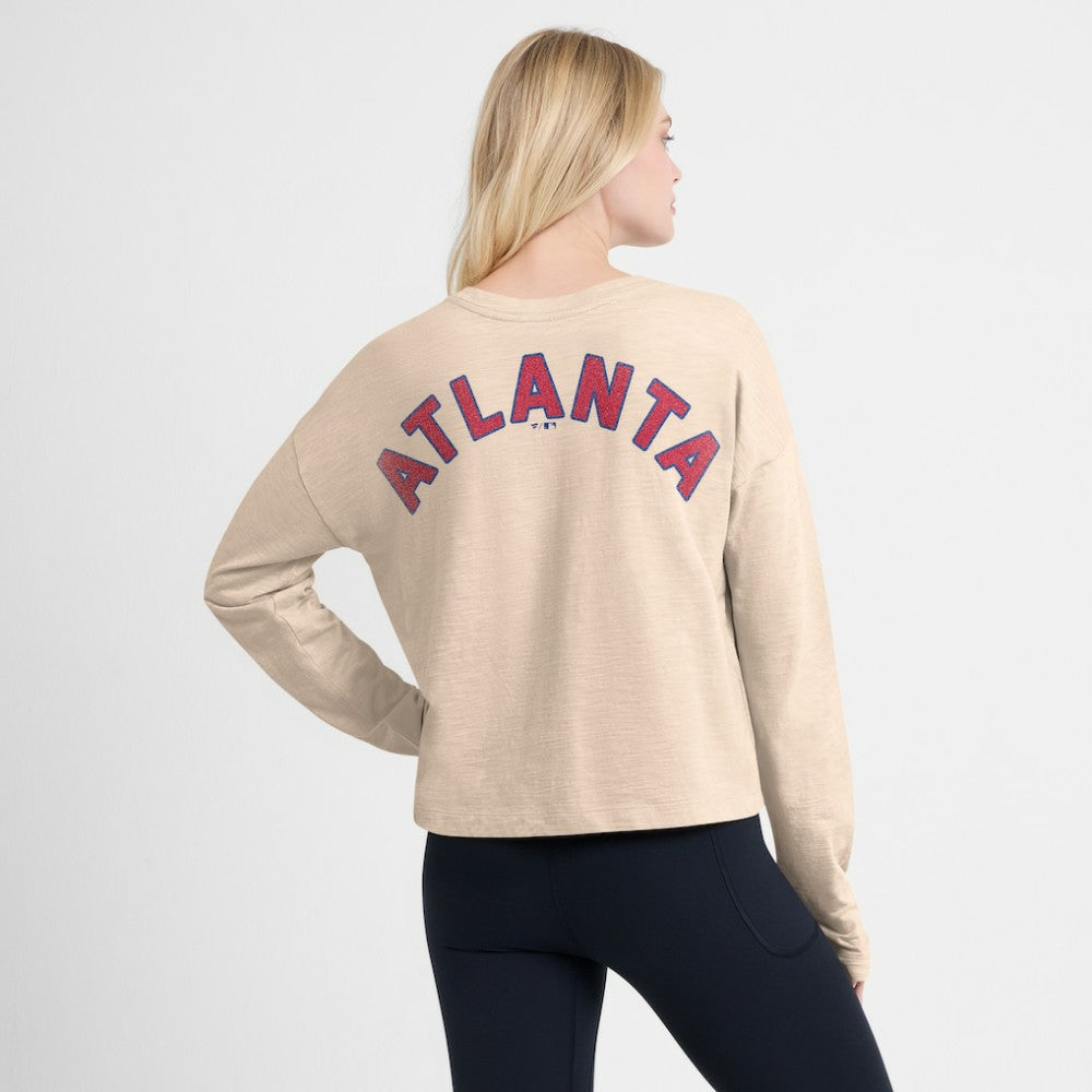 Atlanta Braves Fanatics Women's Oversized Stadium Slub Long Sleeve Henley T-Shirt | MLB Shop