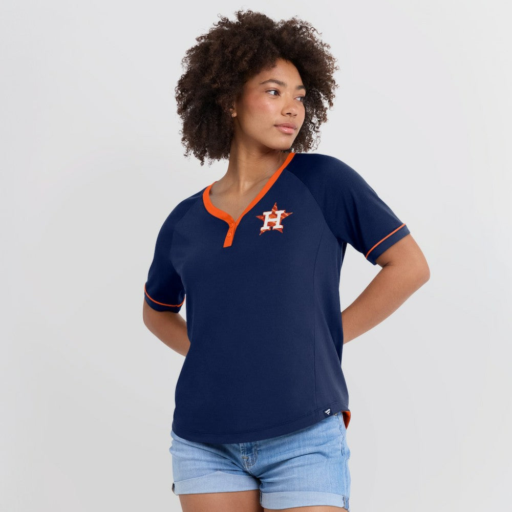 Houston Astros Fanatics Women's League Diva Star Raglan V-Neck T-Shirt | MLB Sale