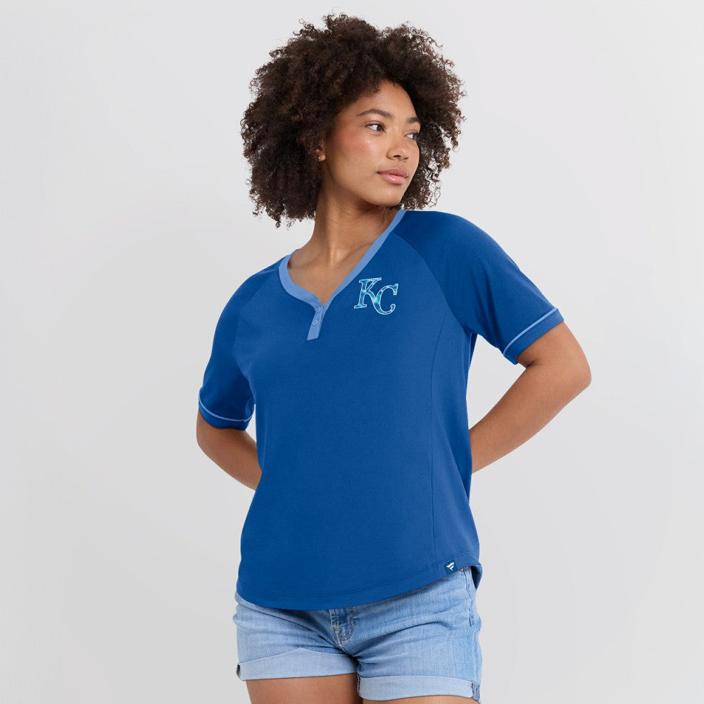 Kansas City Royals Fanatics Women's League Diva Star Raglan V-Neck T-Shirt | MLB US