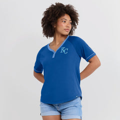 Kansas City Royals Fanatics Women's League Diva Star Raglan V-Neck T-Shirt | MLB US