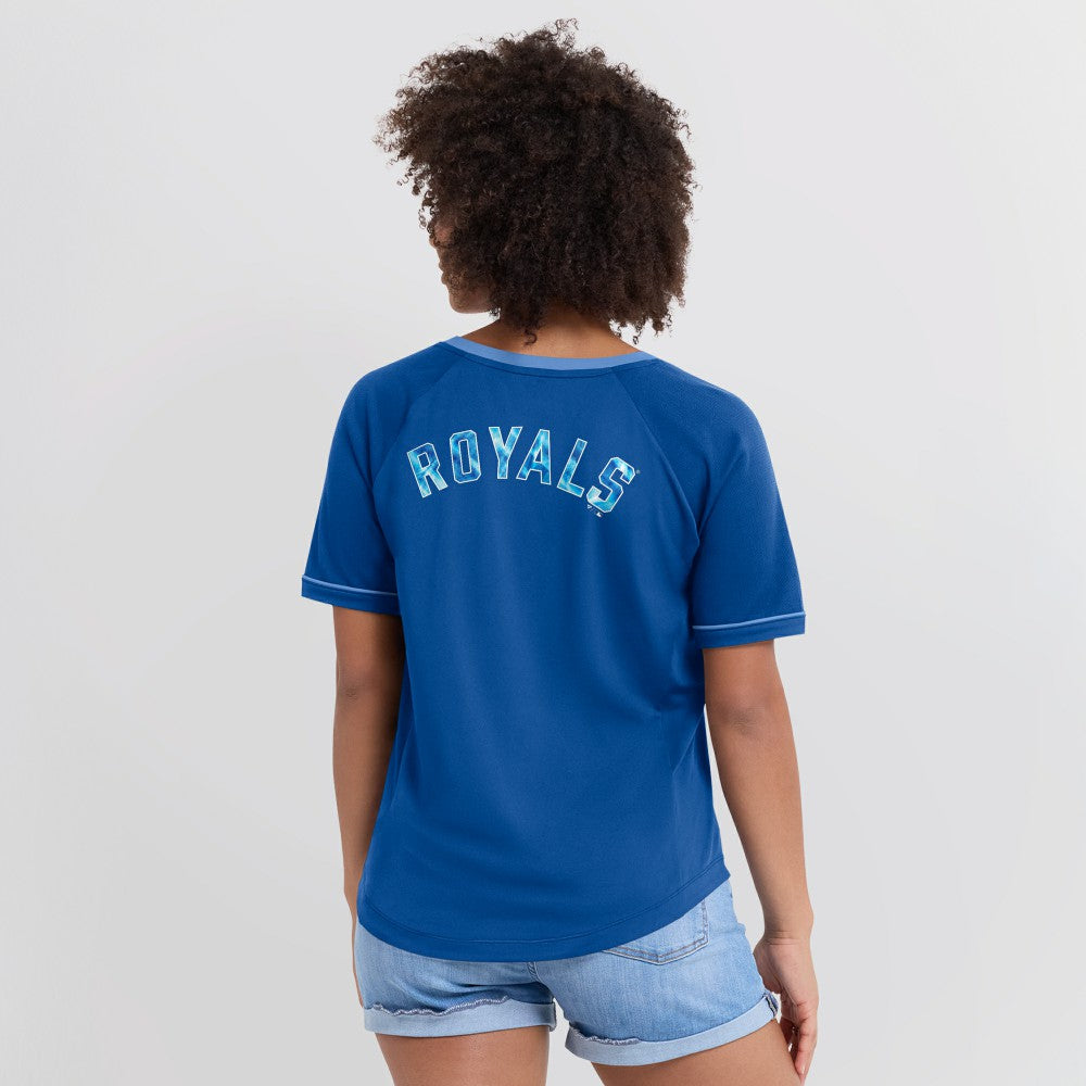 Kansas City Royals Fanatics Women's League Diva Star Raglan V-Neck T-Shirt | MLB US