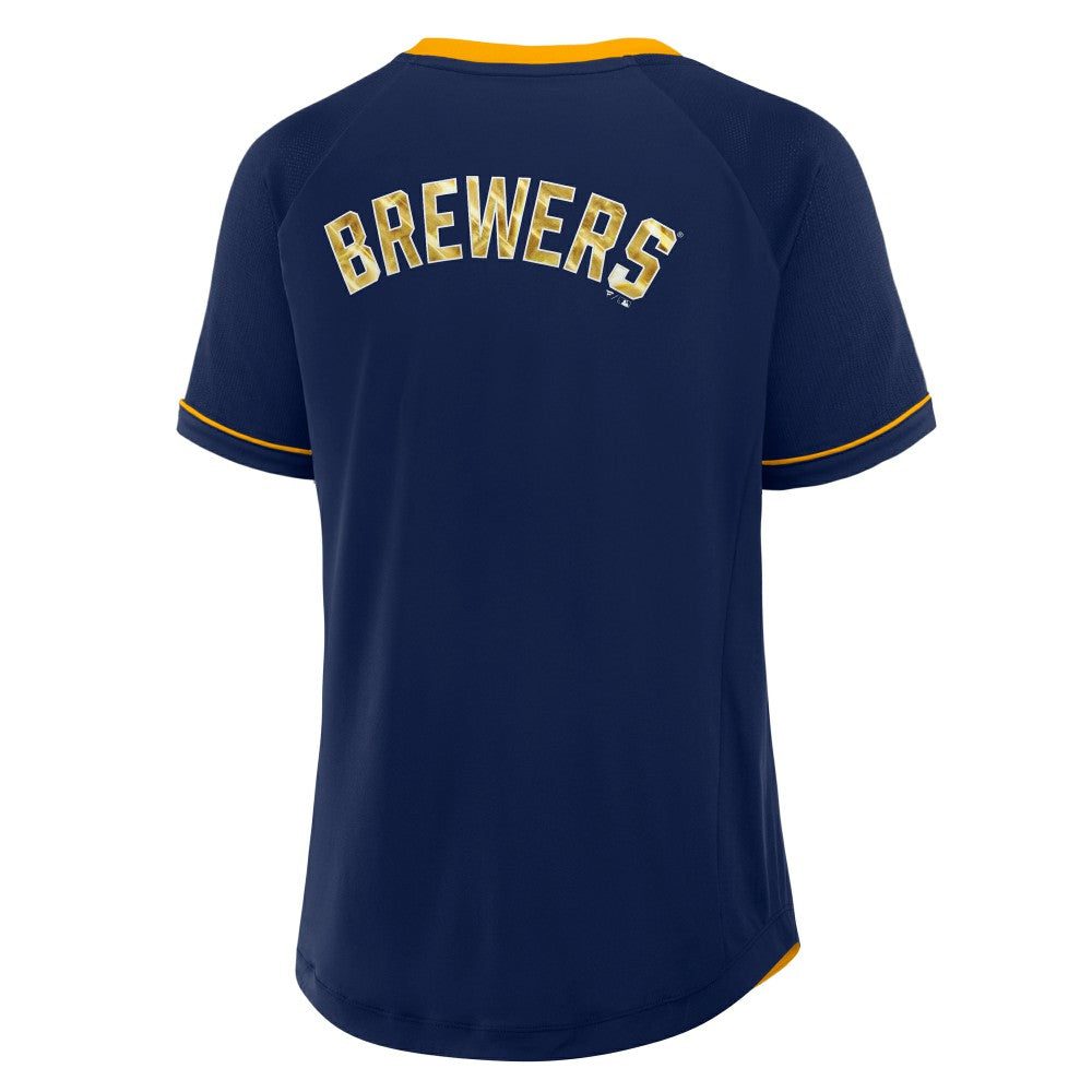 Milwaukee Brewers Fanatics Women's League Diva Star Raglan V-Neck T-Shirt | MLB Discount