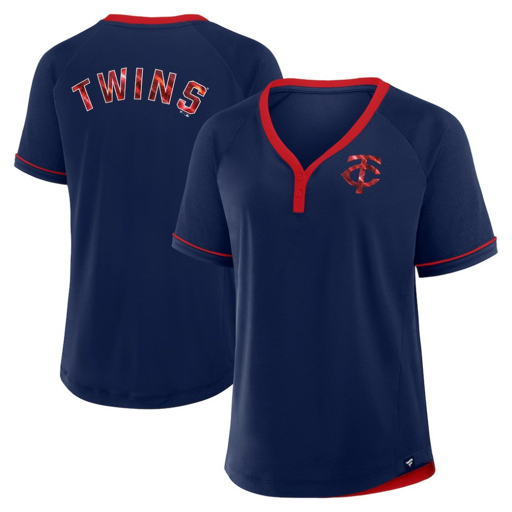 Minnesota Twins Fanatics Women's League Diva Star Raglan V-Neck T-Shirt | MLB For sale