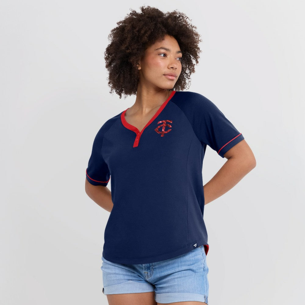 Minnesota Twins Fanatics Women's League Diva Star Raglan V-Neck T-Shirt | MLB For sale