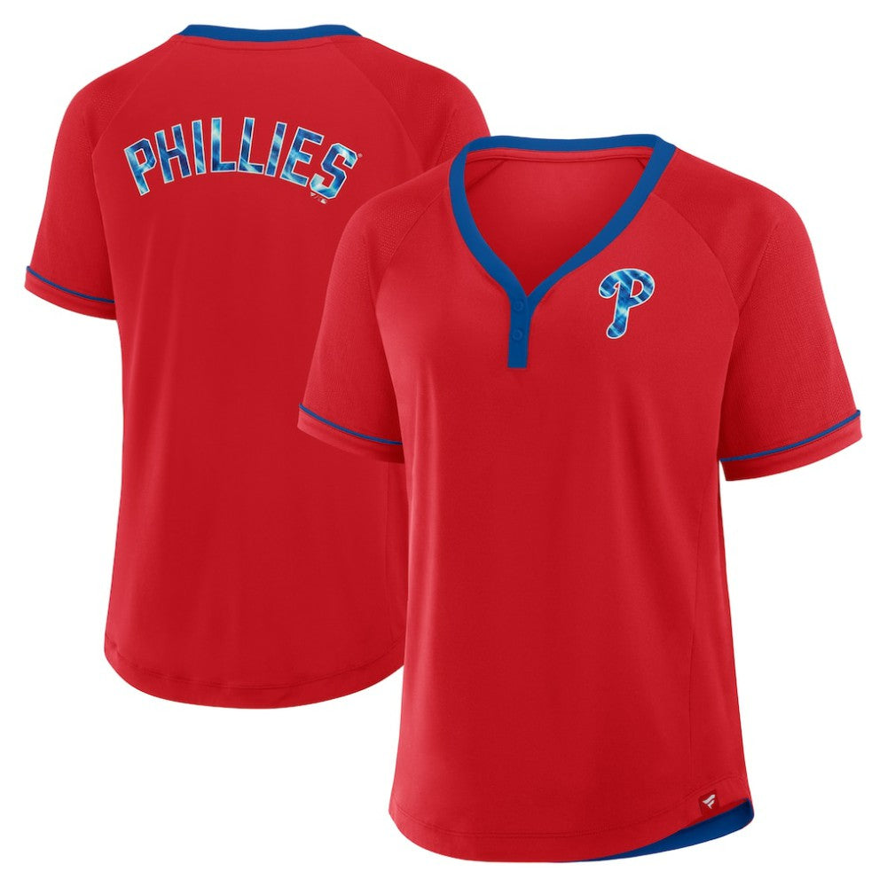 Philadelphia Phillies Fanatics Women's League Diva Star Raglan V-Neck T-Shirt | MLB Outlet