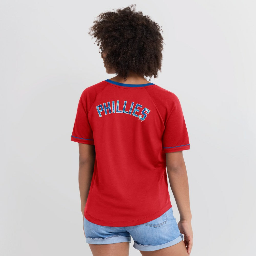 Philadelphia Phillies Fanatics Women's League Diva Star Raglan V-Neck T-Shirt | MLB Outlet