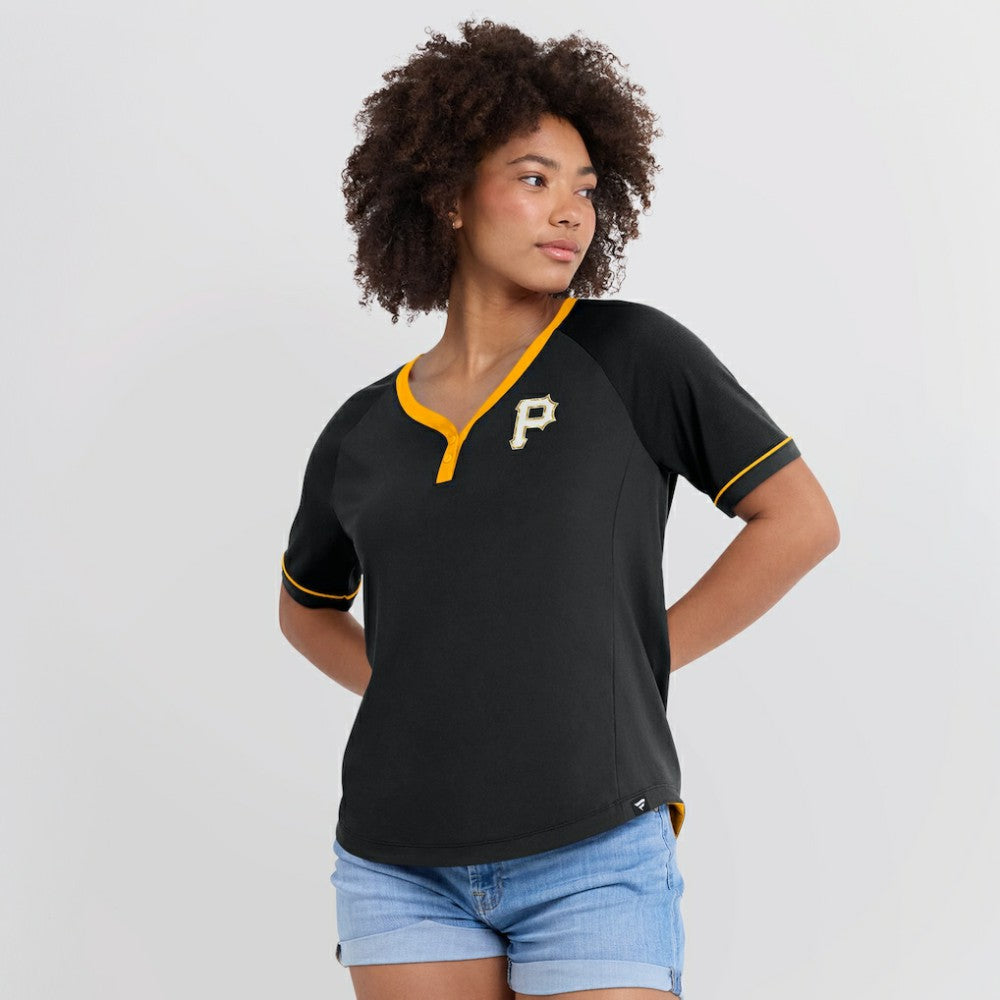 Pittsburgh Pirates Fanatics Women's League Diva Star Raglan V-Neck T-Shirt | MLB On Sale