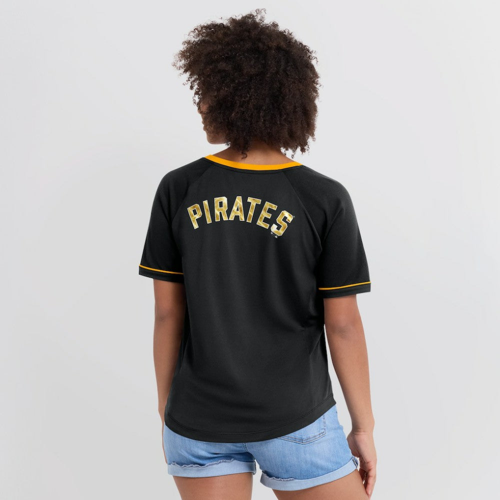 Pittsburgh Pirates Fanatics Women's League Diva Star Raglan V-Neck T-Shirt | MLB On Sale