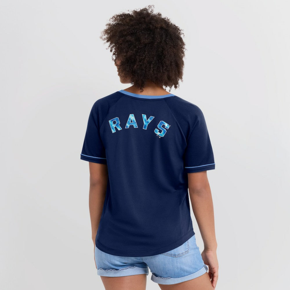 Tampa Bay Rays Fanatics Women's League Diva Star Raglan V-Neck T-Shirt | MLB US
