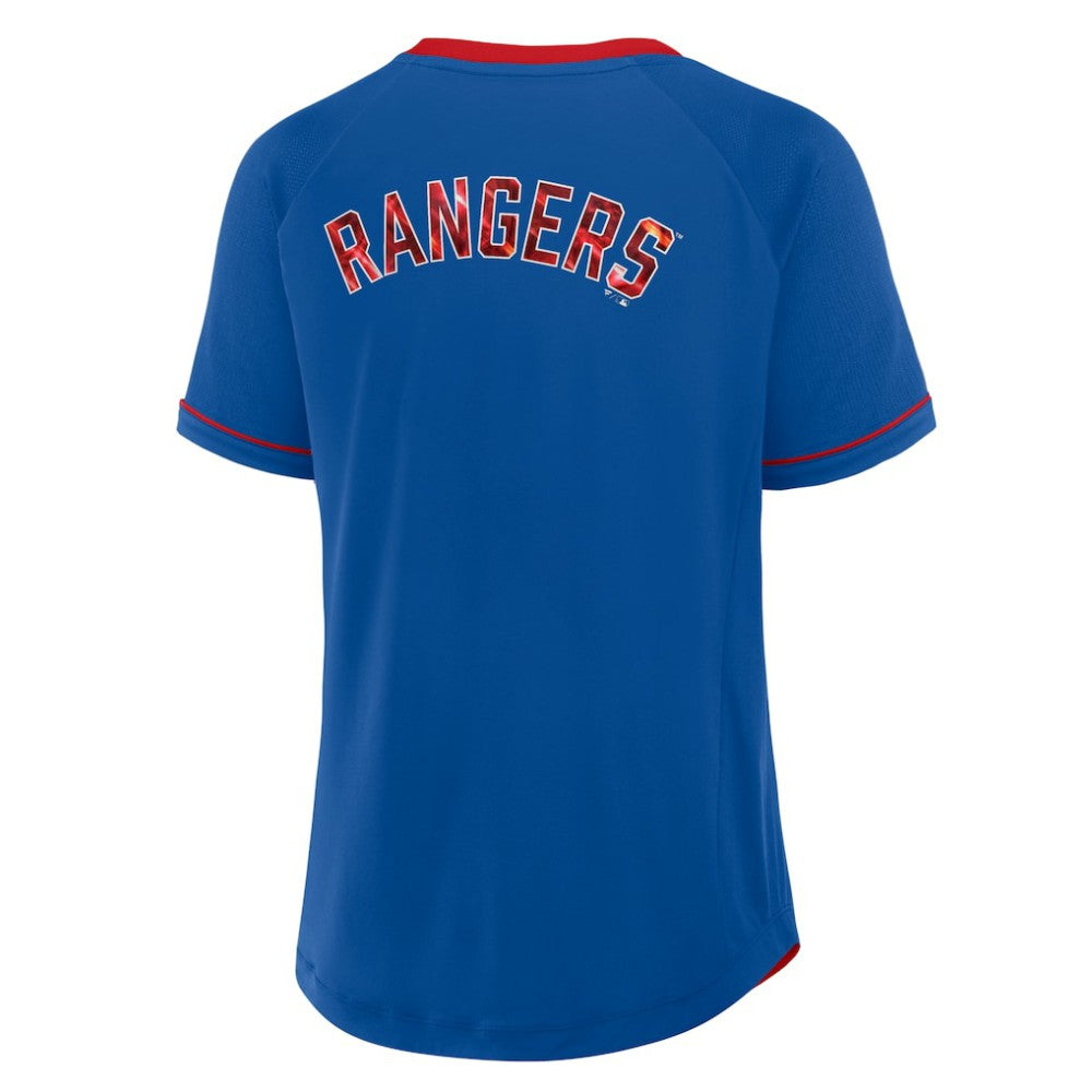 Texas Rangers Fanatics Women's League Diva Star Raglan V-Neck T-Shirt | MLB New