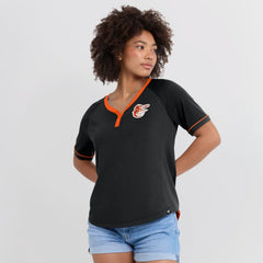 Baltimore Orioles Fanatics Women's League Diva Star Raglan V-Neck T-Shirt | MLB On Sale