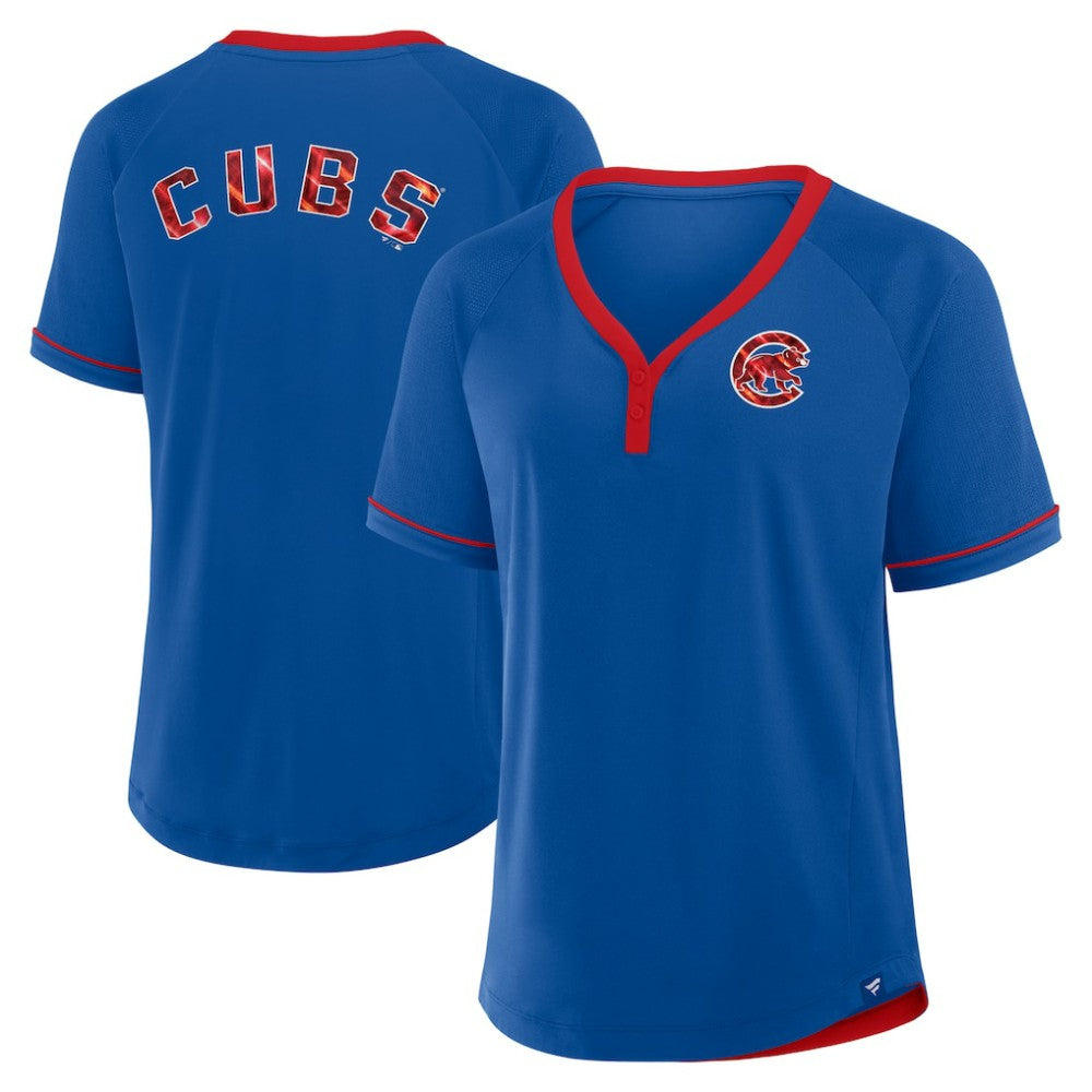 Chicago Cubs Fanatics Women's League Diva Star Raglan V-Neck T-Shirt | MLB On Sale