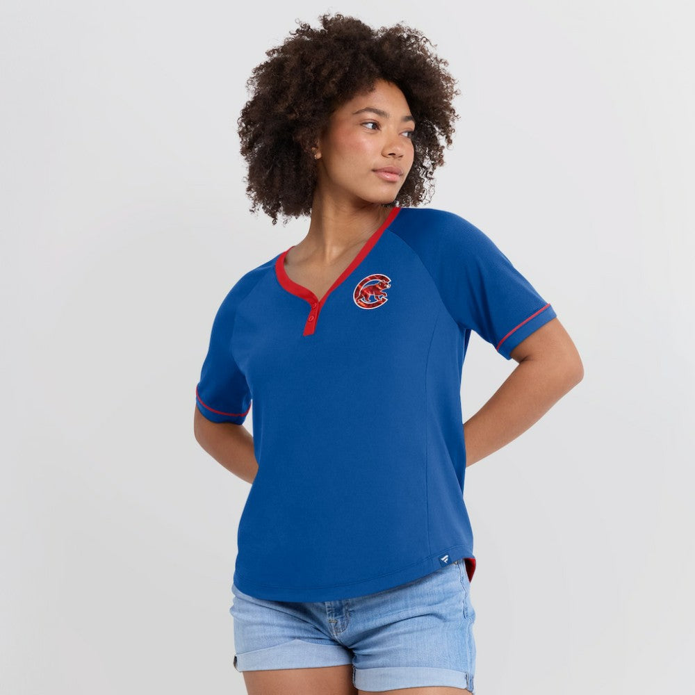 Chicago Cubs Fanatics Women's League Diva Star Raglan V-Neck T-Shirt | MLB On Sale