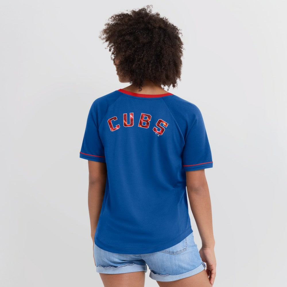 Chicago Cubs Fanatics Women's League Diva Star Raglan V-Neck T-Shirt | MLB On Sale