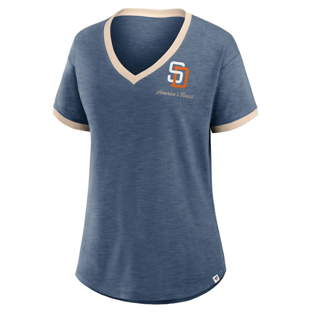 San Diego Padres Fanatics Women's Binge Worthy Stadium Slub V-Neck T-Shirt | MLB New
