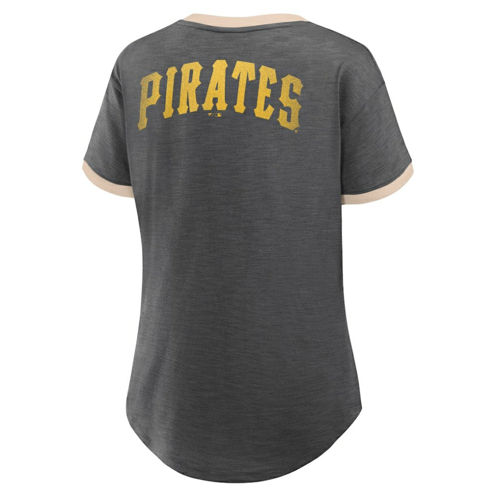Pittsburgh Pirates Fanatics Women's Binge Worthy Stadium Slub V-Neck T-Shirt | MLB New