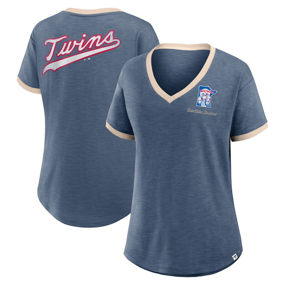 Minnesota Twins Fanatics Women's Binge Worthy Stadium Slub V-Neck T-Shirt | MLB For sale