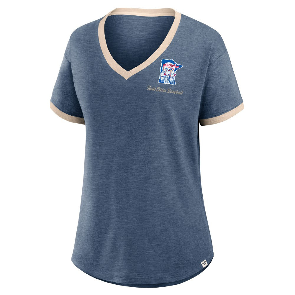 Minnesota Twins Fanatics Women's Binge Worthy Stadium Slub V-Neck T-Shirt | MLB For sale