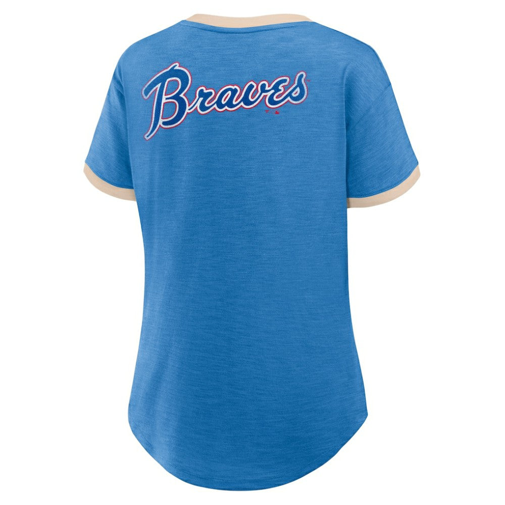 Atlanta Braves Fanatics Women's Binge Worthy Stadium Slub V-Neck T-Shirt | MLB Discount