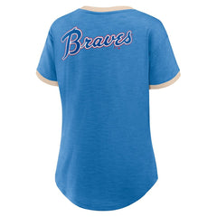 Atlanta Braves Fanatics Women's Binge Worthy Stadium Slub V-Neck T-Shirt | MLB Discount