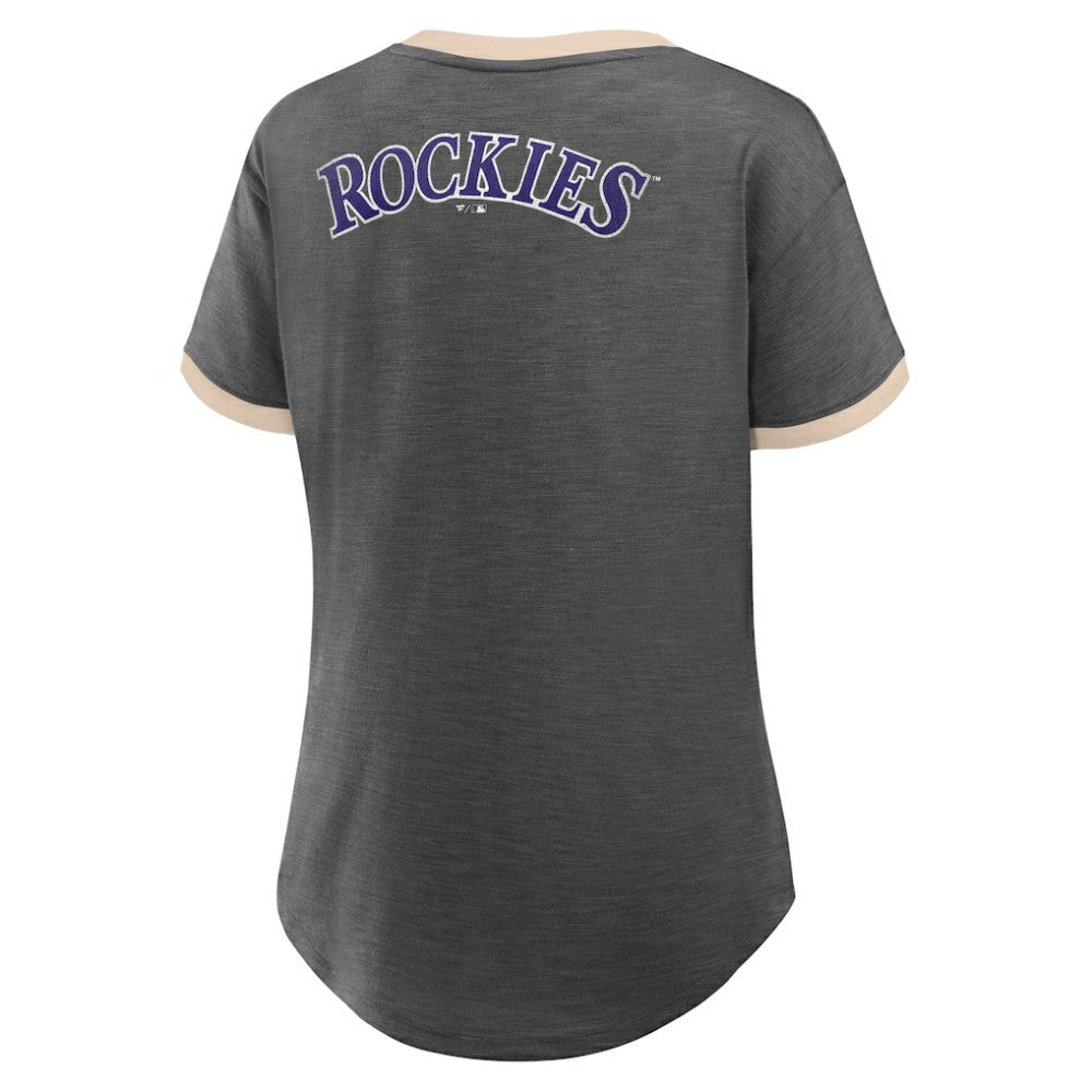 Colorado Rockies Fanatics Women's Binge Worthy Stadium Slub V-Neck T-Shirt | MLB Outlet