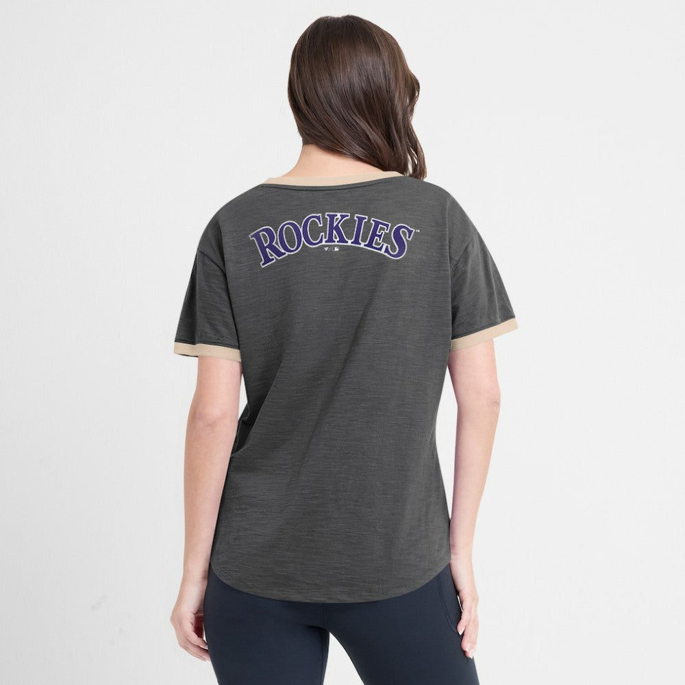 Colorado Rockies Fanatics Women's Binge Worthy Stadium Slub V-Neck T-Shirt | MLB Outlet