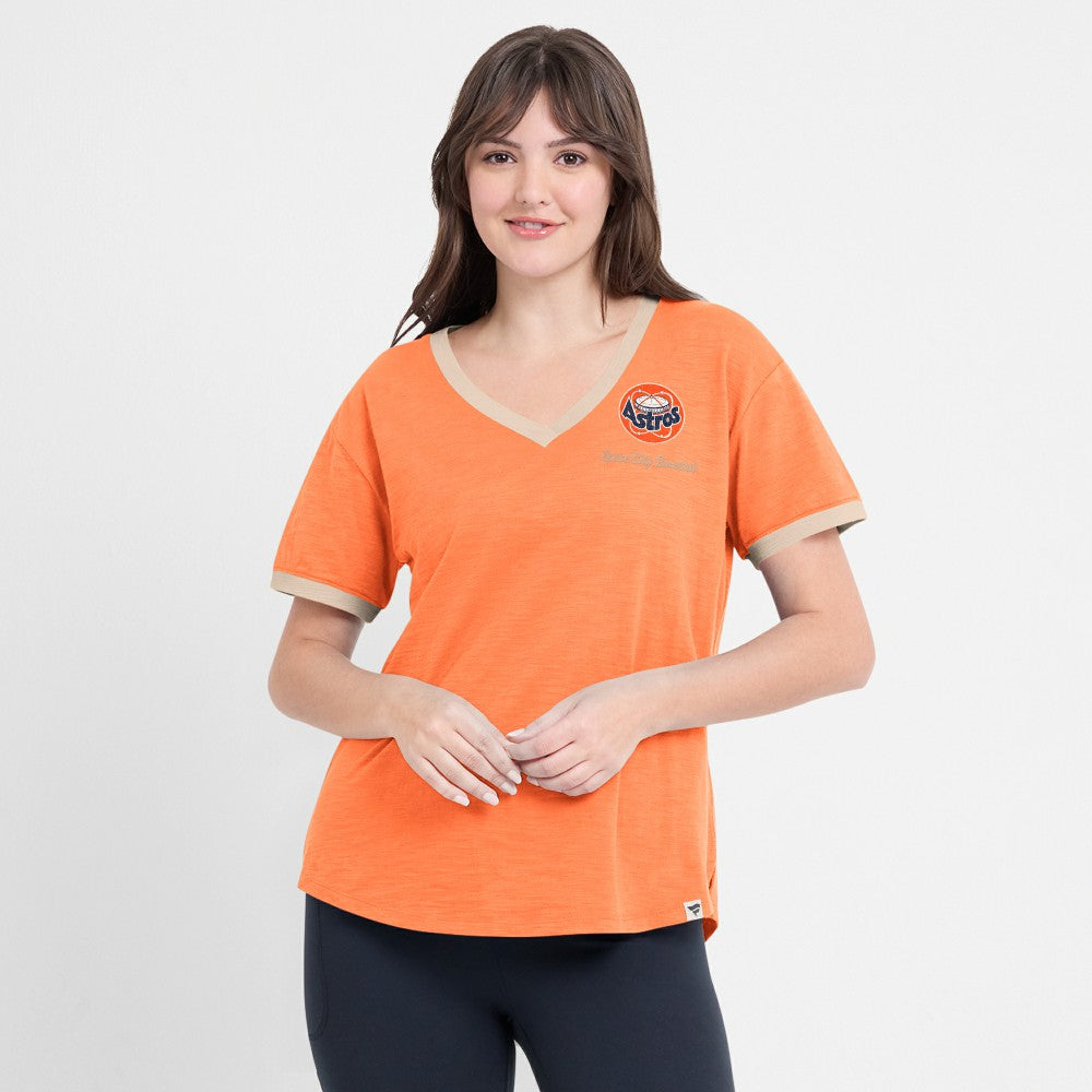 Houston Astros Fanatics Women's Binge Worthy Stadium Slub V-Neck T-Shirt | MLB US