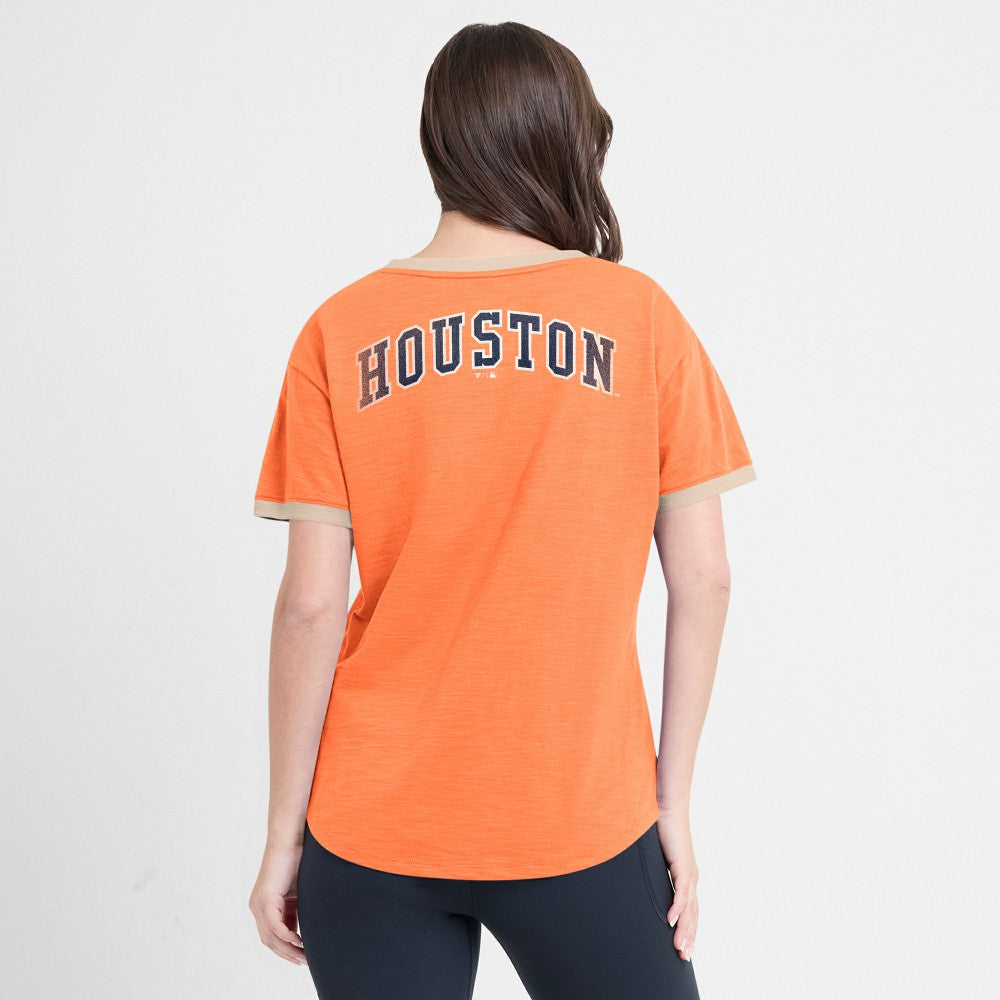 Houston Astros Fanatics Women's Binge Worthy Stadium Slub V-Neck T-Shirt | MLB US