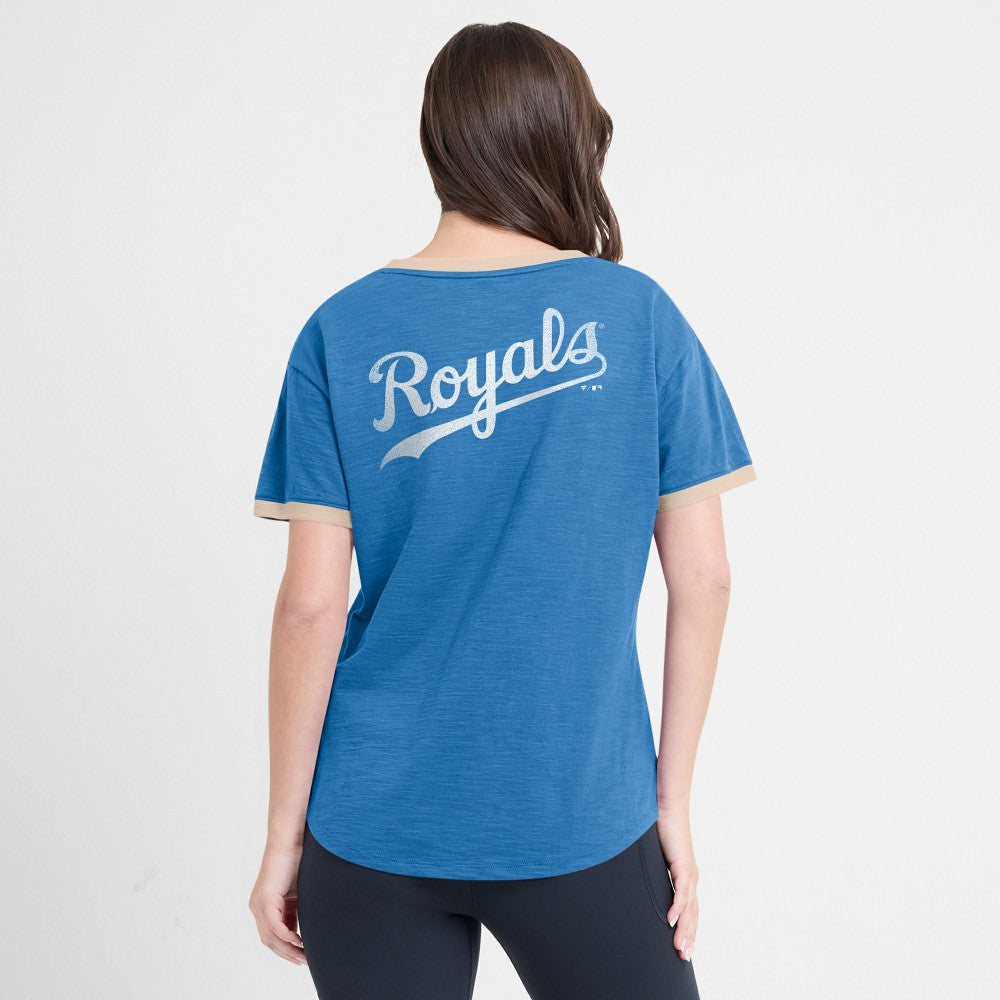 Kansas City Royals Fanatics Women's Binge Worthy Stadium Slub V-Neck T-Shirt | MLB Online