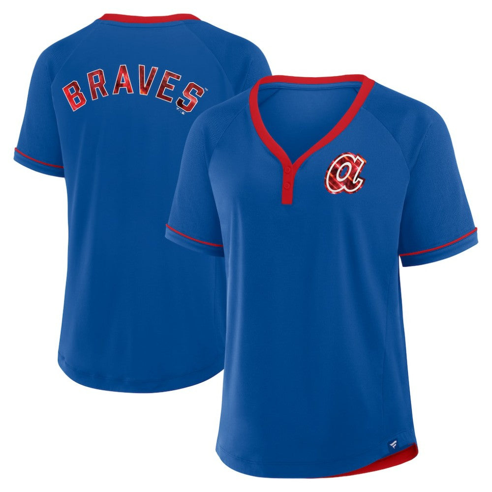 Atlanta Braves Fanatics Women's Cooperstown Collection League Diva Raglan V-Neck T-Shirt | MLB Sale