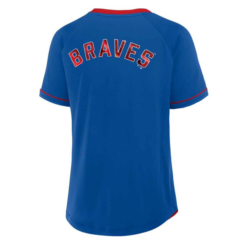 Atlanta Braves Fanatics Women's Cooperstown Collection League Diva Raglan V-Neck T-Shirt | MLB Sale