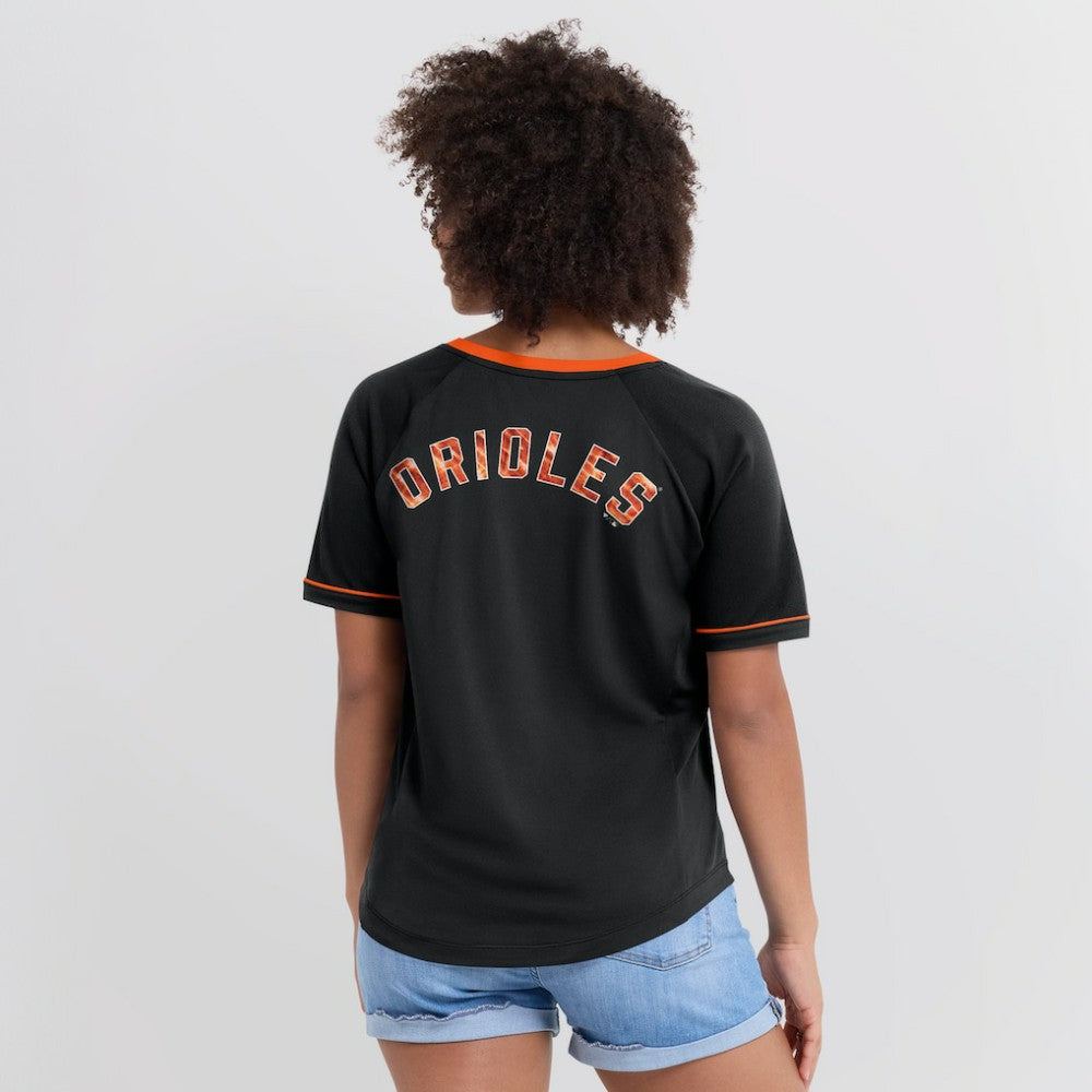 Baltimore Orioles Fanatics Women's Cooperstown Collection League Diva Raglan V-Neck T-Shirt | MLB Sale