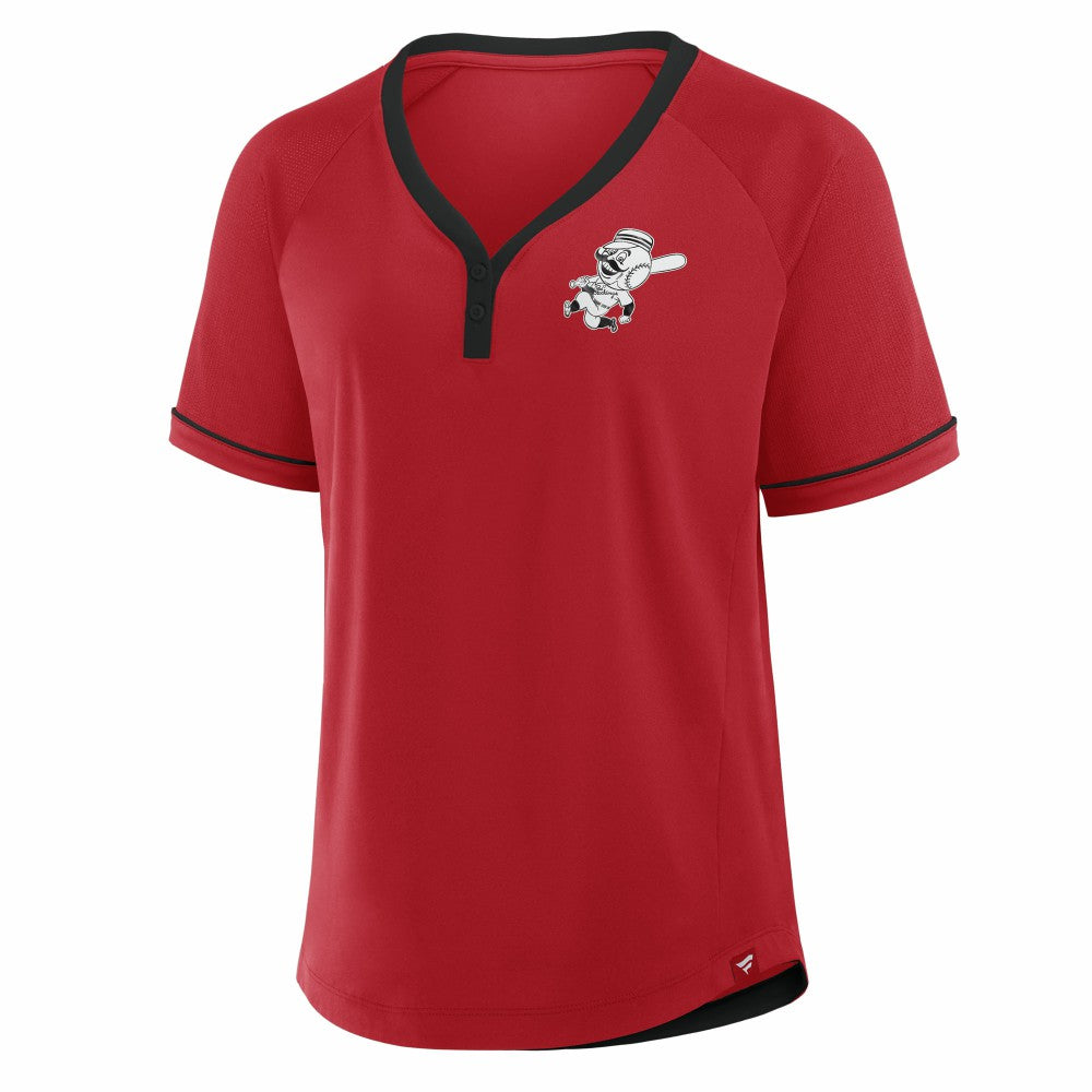 Cincinnati Reds Fanatics Women's Cooperstown Collection League Diva Raglan V-Neck T-Shirt | MLB Shop