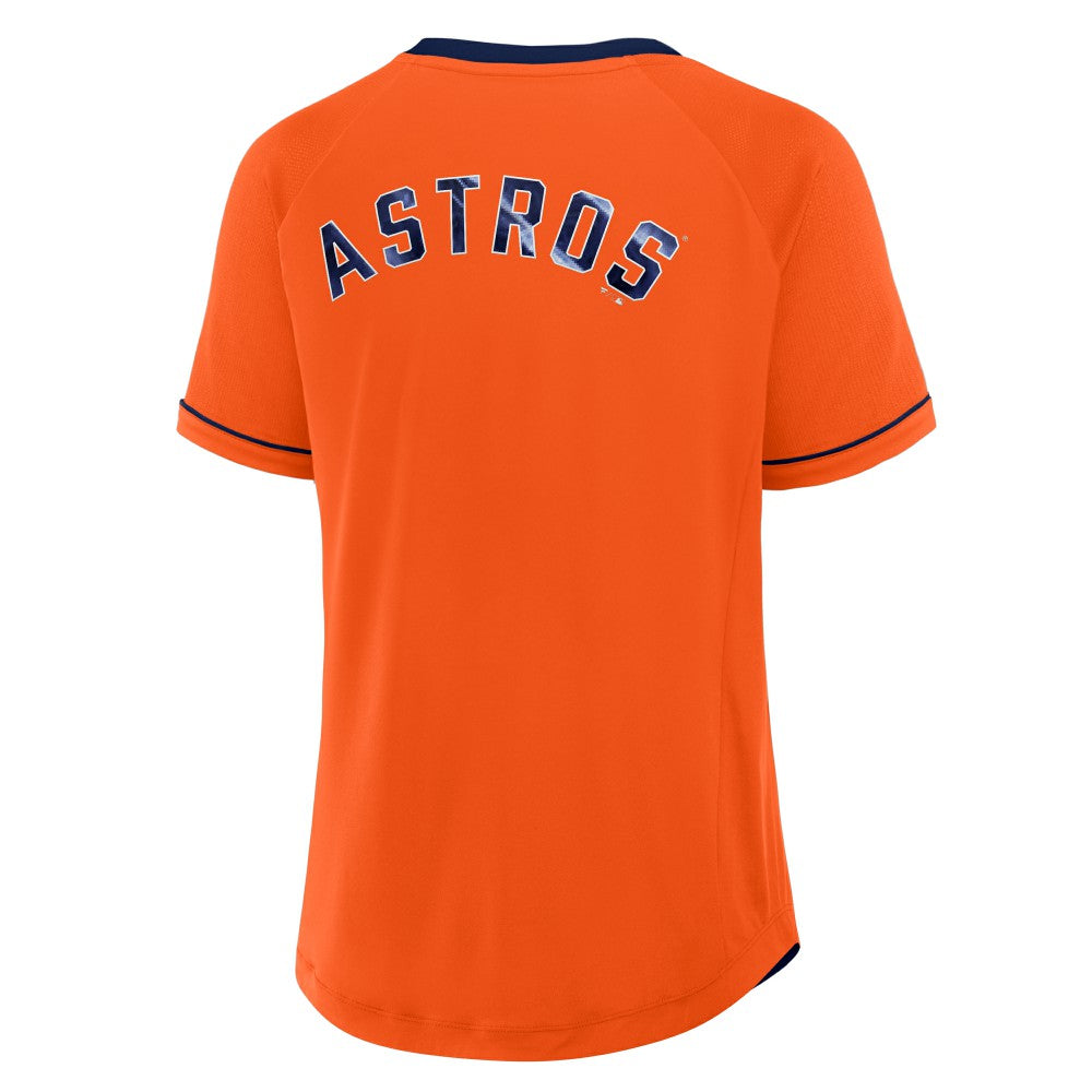 Houston Astros Fanatics Women's Cooperstown Collection League Diva Raglan V-Neck T-Shirt | MLB Discount