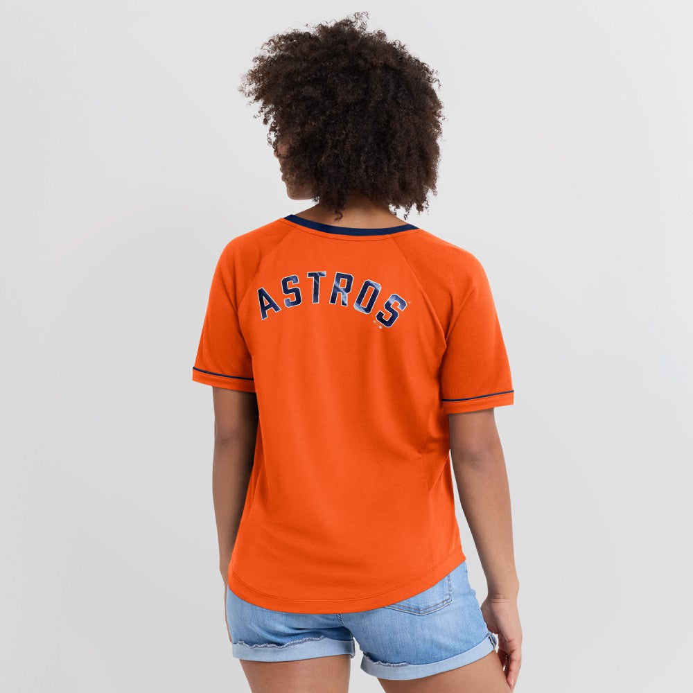 Houston Astros Fanatics Women's Cooperstown Collection League Diva Raglan V-Neck T-Shirt | MLB Discount