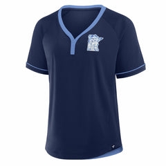 Minnesota Twins Fanatics Women's Cooperstown Collection League Diva Raglan V-Neck T-Shirt | MLB On Sale
