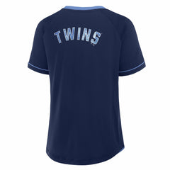 Minnesota Twins Fanatics Women's Cooperstown Collection League Diva Raglan V-Neck T-Shirt | MLB On Sale