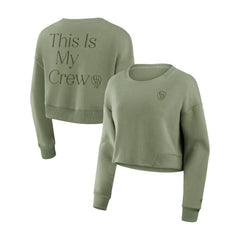 Milwaukee Brewers Fanatics Women's Studio Cropped Pullover Sweatshirt | MLB On Sale