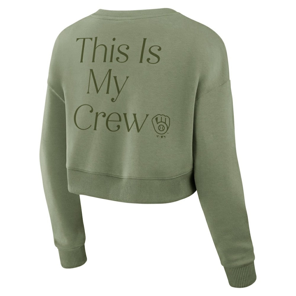 Milwaukee Brewers Fanatics Women's Studio Cropped Pullover Sweatshirt | MLB On Sale